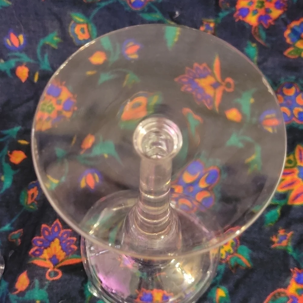 2 Blown Glass Princess‎ House Heritage Violet Candlestick Candle Holder Wavy Rim